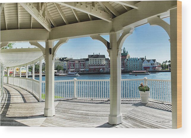 Gazebo Wood Print featuring the photograph The View From The Boardwalk Gazebo at Disney World MP by Thomas Woolworth
