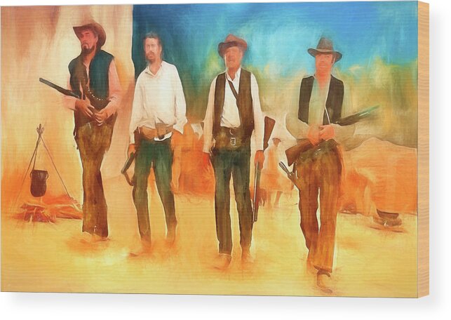 Abstract Wood Print featuring the painting The Wild Bunch by Michael Cleere