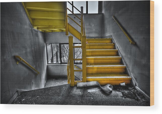 Stair Wood Print featuring the photograph To The Higher Ground by Evelina Kremsdorf