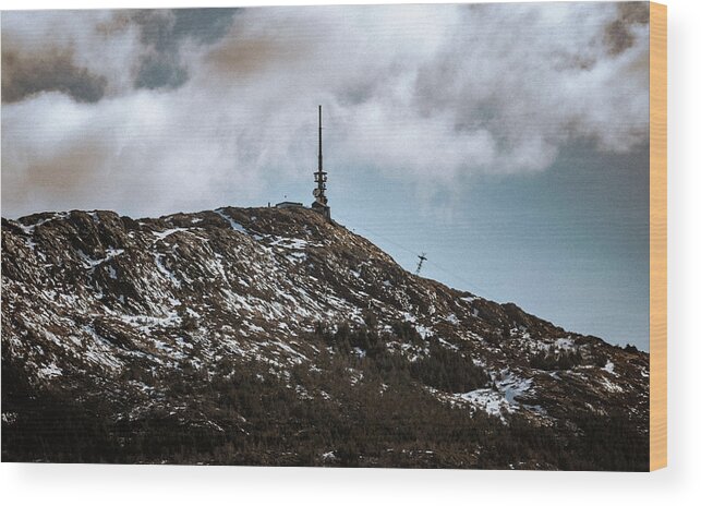 Architecture Wood Print featuring the photograph Ulriken Radio Tower Bergen Norway by Adam Rainoff