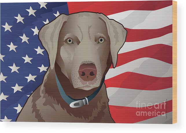 Silver Retriever Wood Print featuring the digital art USA Silver Lab by Joe Barsin