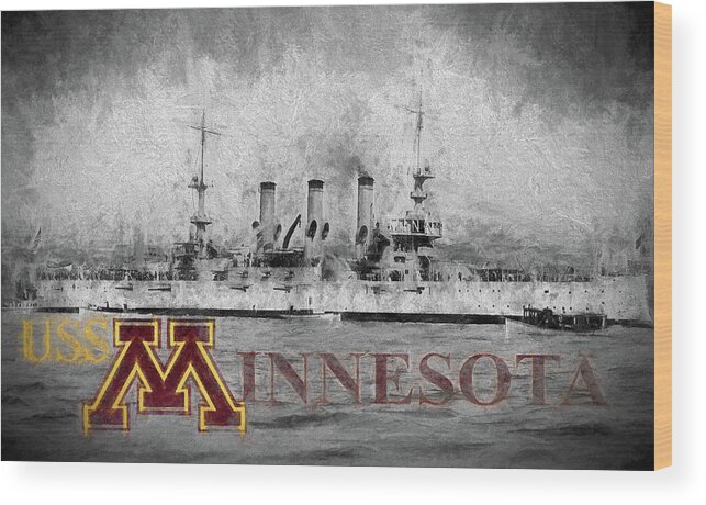 Minnesota Wood Print featuring the digital art USS Minnesota by JC Findley