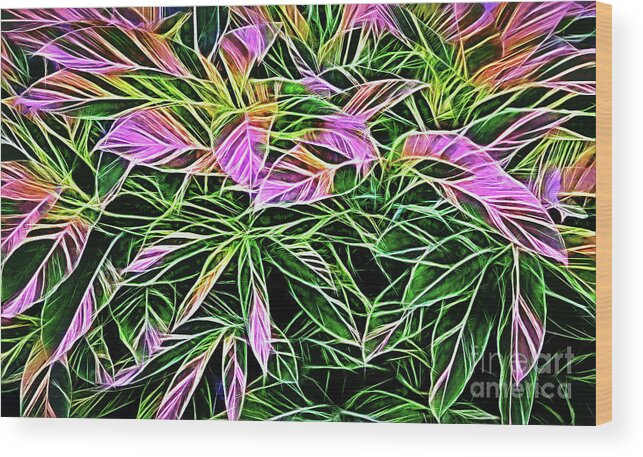 Leaves Wood Print featuring the photograph Variegated Leaves Pink and Green by Linda Phelps