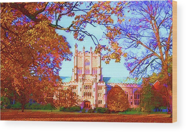 Vassar College Wood Print featuring the painting Vassar College by DJ Fessenden