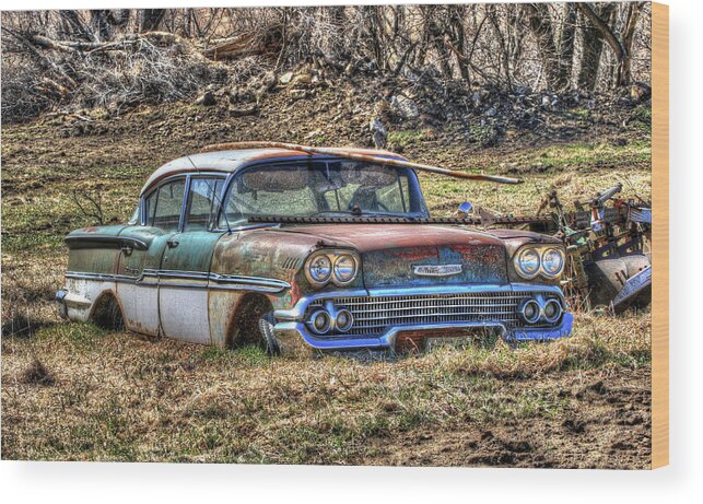 Rusty Wood Print featuring the photograph Waiting For A Tow by J Laughlin