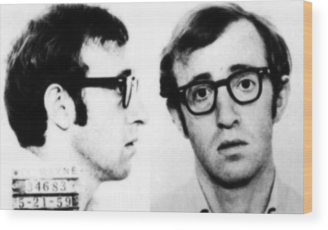 Woody Allen Wood Print featuring the painting Woody Allen Mug Shot For Film Character Virgil 1969 by Tony Rubino