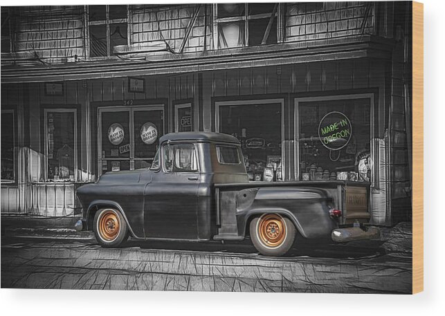 Chevorlet Wood Print featuring the pastel Black With Copper #2 by Bill Posner