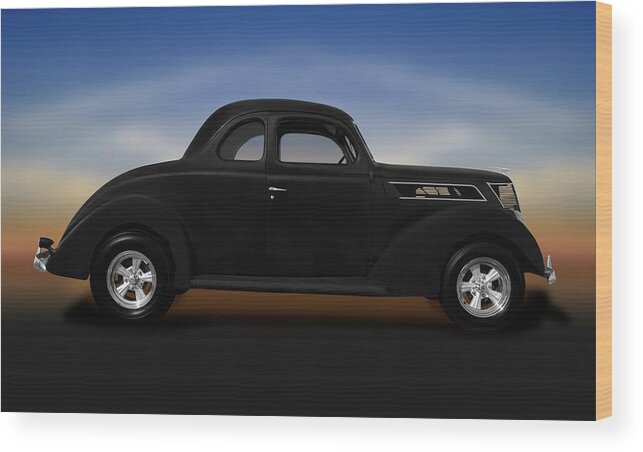 Frank J Benz Wood Print featuring the photograph 1937 Ford 5 Window Coupe - 1937ford5windowcoupe173589 by Frank J Benz