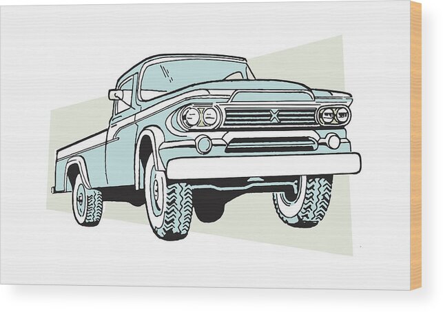 Auto Part Wood Print featuring the drawing Pickup Truck #4 by CSA Images