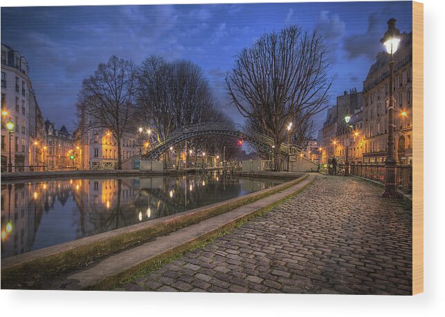 Tranquility Wood Print featuring the photograph Canal St. Martin, Paris by Jimmy Mcintyre