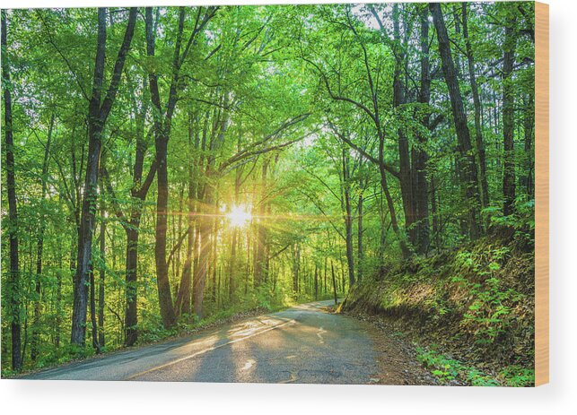 Sunrise Wood Print featuring the photograph Country Road by Jordan Hill