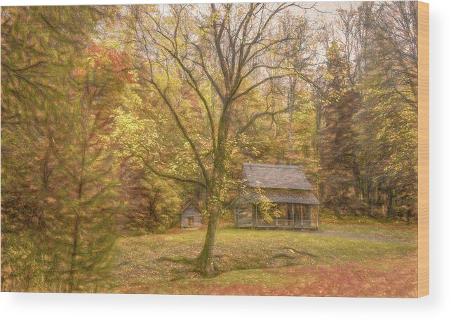 Cades Cove Wood Print featuring the photograph Fall at Henry Whitehead's Place by Marcy Wielfaert