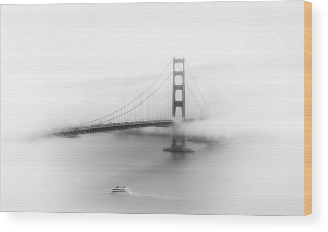 Golden Gate Wood Print featuring the photograph Fog Across The Golden Gate Bridge by Songhu Yan