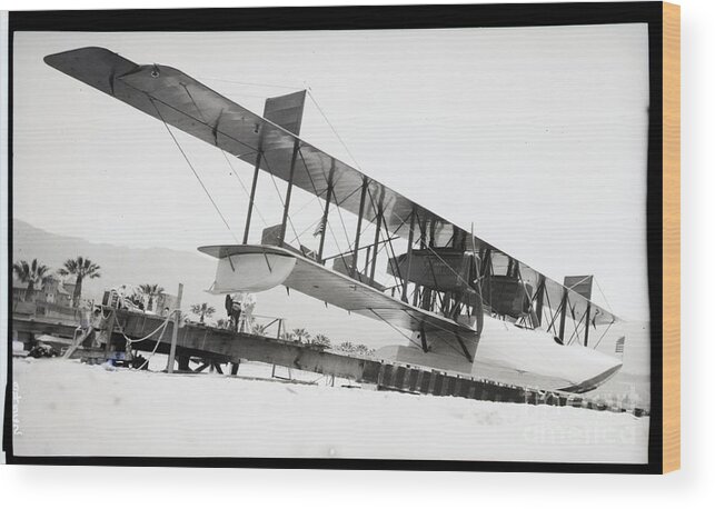 1910-1919 Wood Print featuring the photograph Large Sea Plane In Water by Bettmann