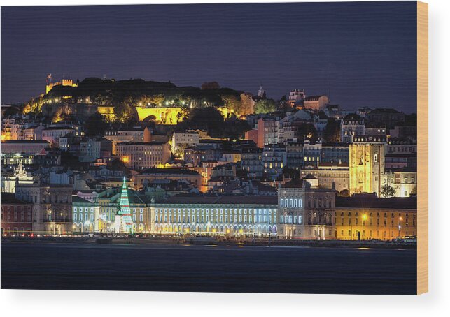 Lisbon Wood Print featuring the photograph Lisbon in Christmas time by Pablo Lopez