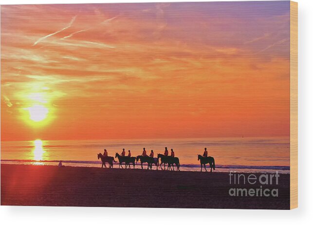 Riding Into The Sun Wood Print featuring the photograph Riding into the sunset by Nina Ficur Feenan