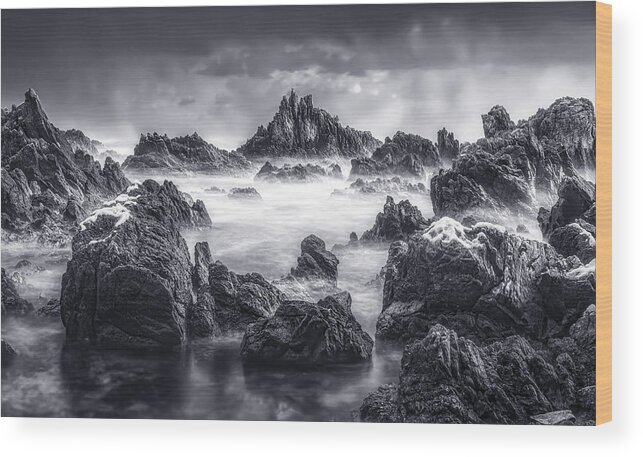 Seascape Wood Print featuring the photograph Rock by Tiger Seo