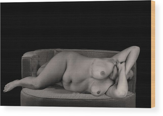 Nude Wood Print featuring the photograph Siesta's Nap Of Aunty Clara by Ari Kordonsky
