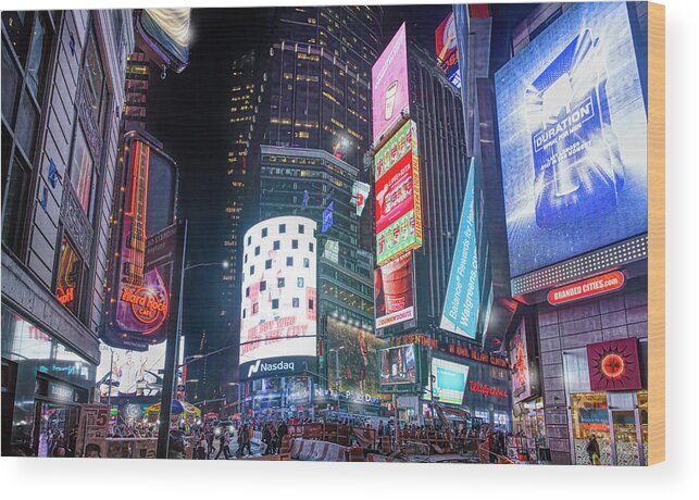 New York City Wood Print featuring the photograph Times Square by Mark Andrew Thomas