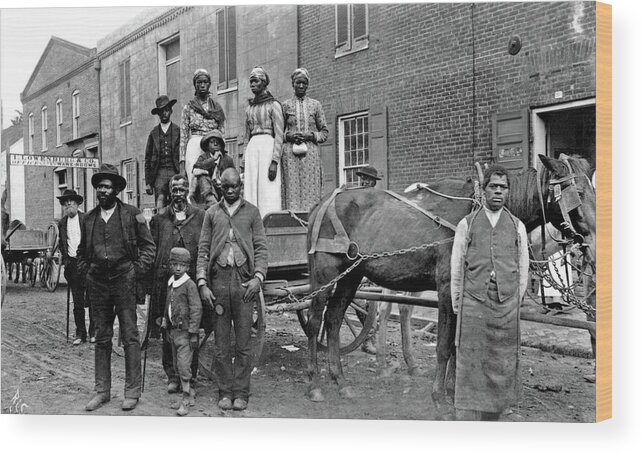 Man Wood Print featuring the painting Unidentified African American men, women and children, ca. 1890b by Celestial Images