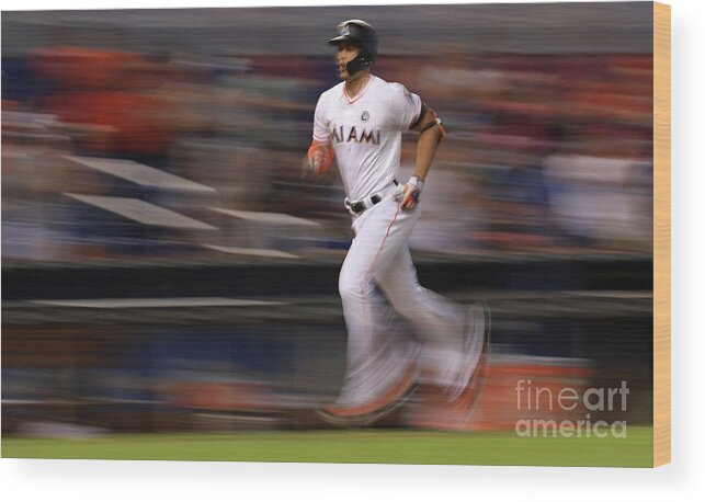 People Wood Print featuring the photograph Giancarlo Stanton by Mike Ehrmann