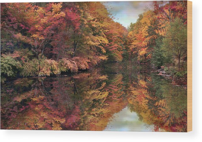 Autumn Wood Print featuring the photograph Foliage Reflections by Jessica Jenney