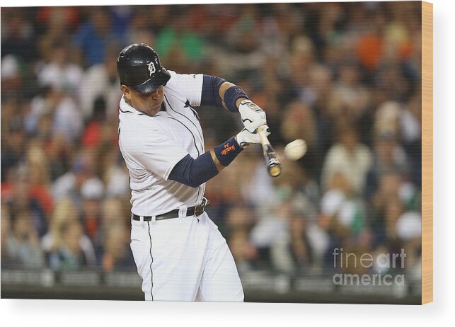 American League Baseball Wood Print featuring the photograph Miguel Cabrera by Leon Halip