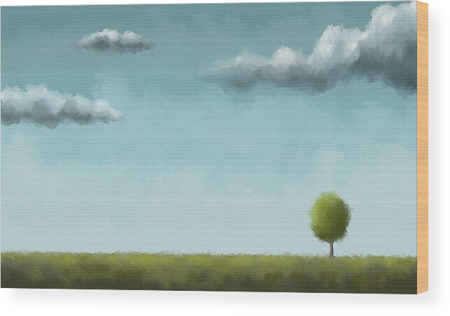 Abstract Landscape Wood Print featuring the digital art A Perfect Summer Day by Shawn Conn