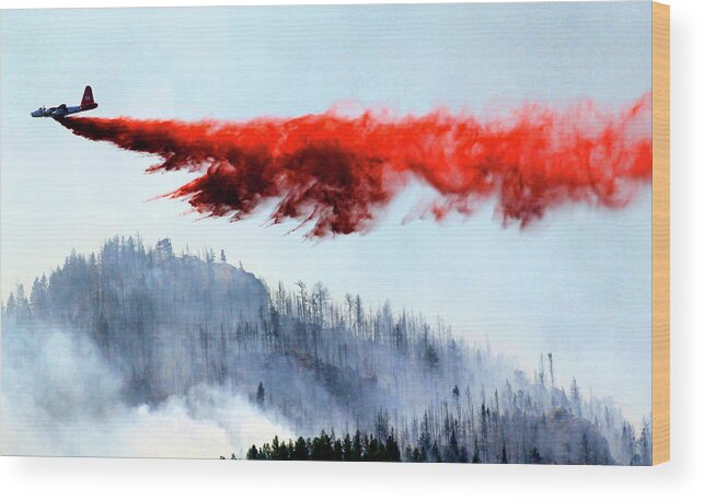 Plane Wood Print featuring the photograph Air Tanker Wildfire Drop by Rick Wilking