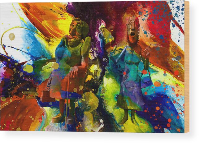 Colorful Abstract Art Wood Print featuring the mixed media Argumental by Rob Hemphill