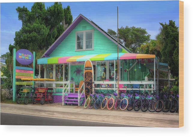 Anna Maria Island Wood Print featuring the photograph Beach Bums Bikes by ARTtography by David Bruce Kawchak