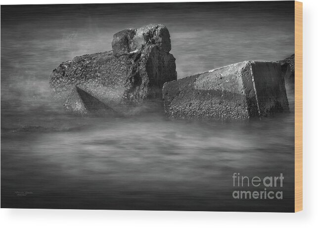 Breakwater Wood Print featuring the photograph Blocks On the Bay by Marvin Spates