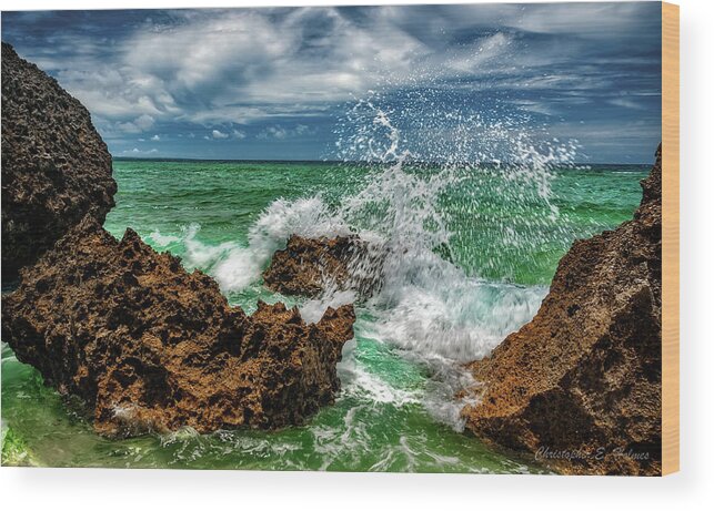 Rocks Wood Print featuring the photograph Blue Meets Green by Christopher Holmes