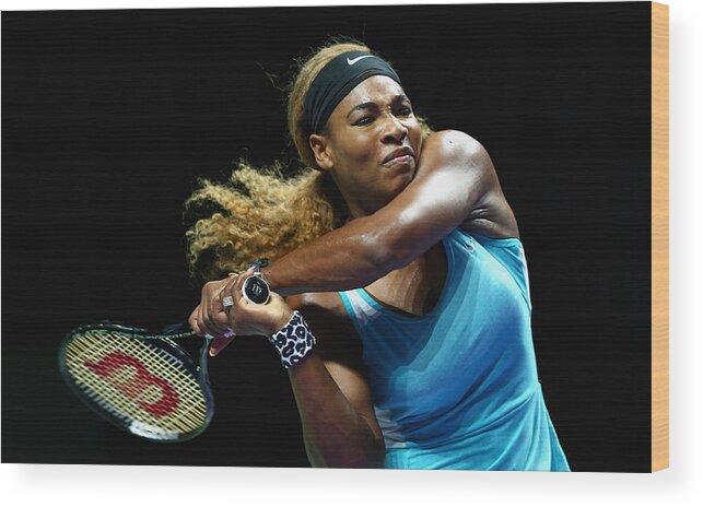 Tennis Wood Print featuring the photograph BNP Paribas WTA Finals: Singapore 2014 - Day Seven by Clive Brunskill