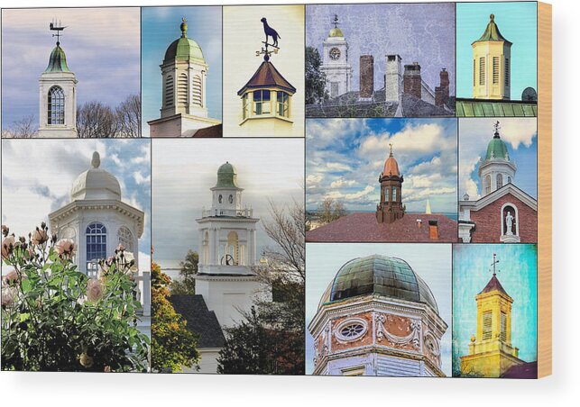Cupolas Wood Print featuring the photograph Cupolas of Downtown Plymouth by Janice Drew