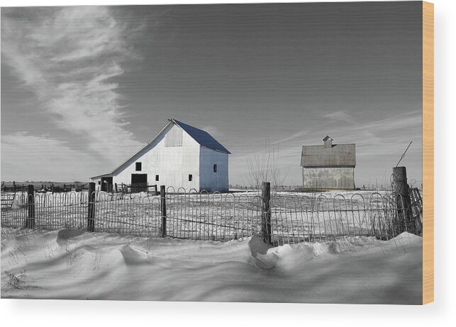 Winter Farm Stokes Wood Print featuring the photograph Winter Farm Stokes by Dylan Punke