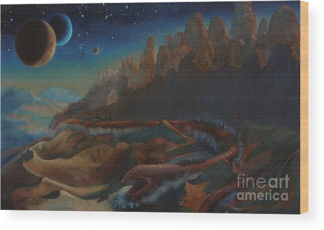 Dune Wood Print featuring the painting Dunescape by Ken Kvamme