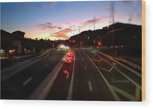 Sunset Wood Print featuring the photograph Evening Traffic by David Zumsteg