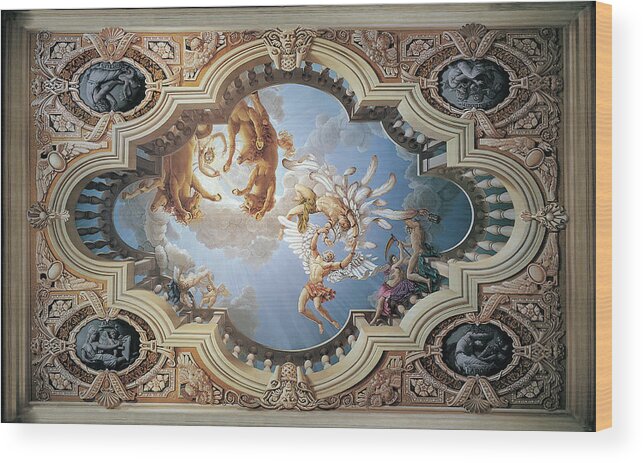 Fall Of Icarus Wood Print featuring the painting Fall of Icarus by Kurt Wenner