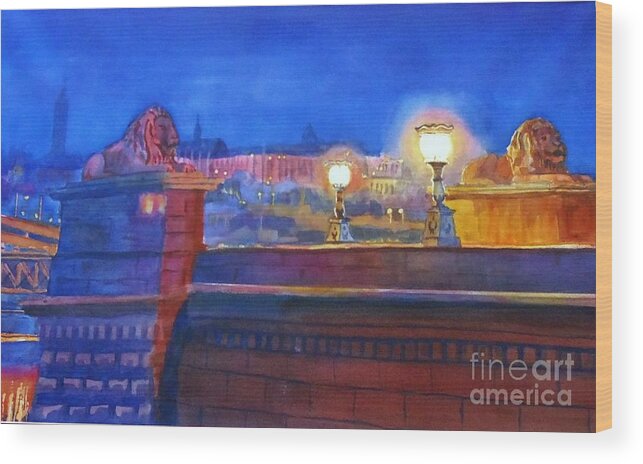 Bridge Wood Print featuring the painting Lions Gate Budapest after Jackson by Petra Burgmann