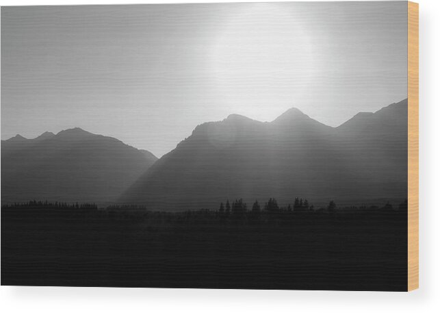 Monochrome Mountain Moment Wood Print featuring the photograph Monochrome Mountain Moment by Dan Sproul