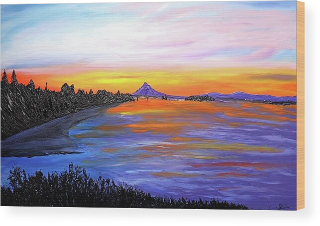  Wood Print featuring the painting Mount Hood Over Wintler Beach #1 by Dunbar's Local Art Boutique