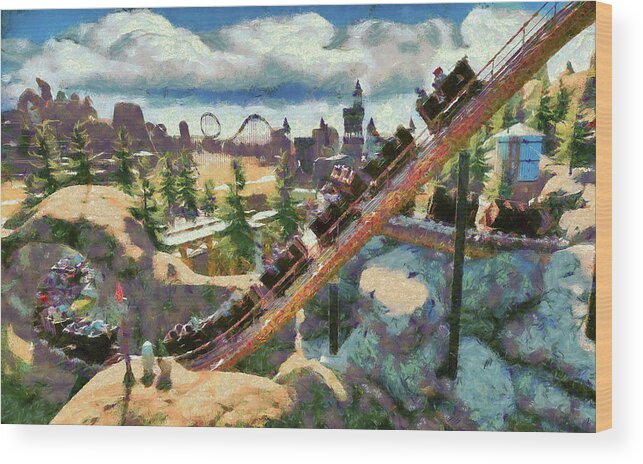 Theme Park Miners Train Wood Print featuring the digital art Park Miners' Train by Caito Junqueira