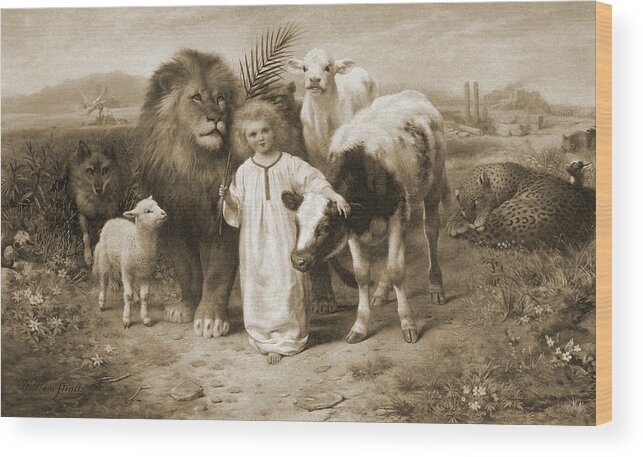 William Strutt Wood Print featuring the painting Peace, A Little Child Shall Lead Them by William Strutt