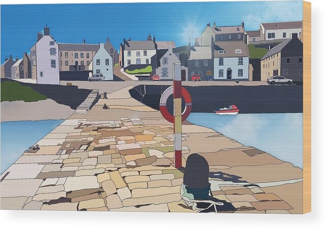 Portsoy Wood Print featuring the digital art Portsoy by John Mckenzie