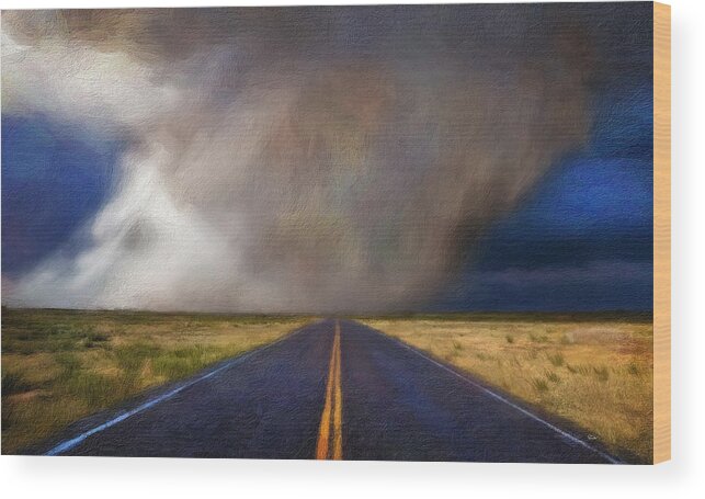 Rain Wood Print featuring the digital art Road to Downpour by Russ Harris