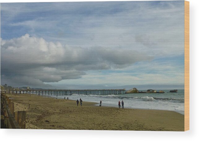 Clouds Wood Print featuring the photograph Seacliff Beach Cloudbank by Amelia Racca