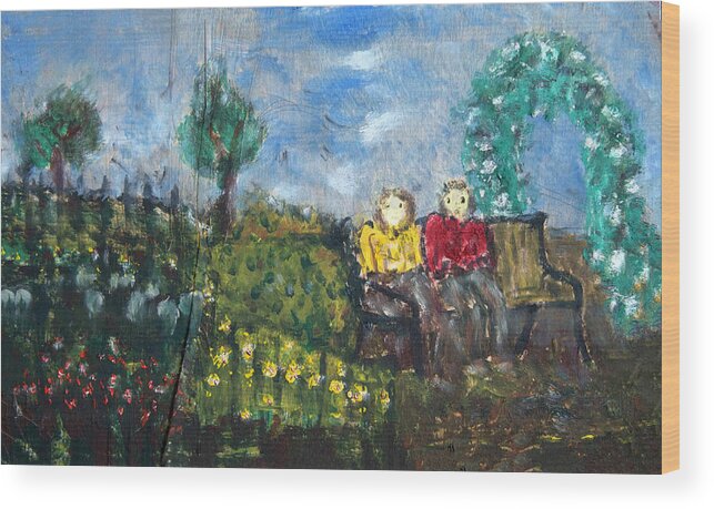  Wood Print featuring the painting Sitting in the Garden by David McCready