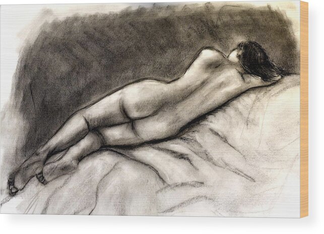 Figure Wood Print featuring the drawing Sleeping Venus by Katy Hawk