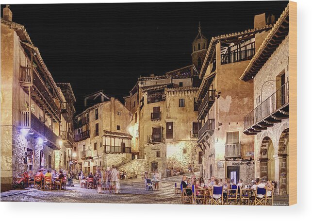 Albarracin Wood Print featuring the photograph Summer Night in Albarracin Spain by Weston Westmoreland